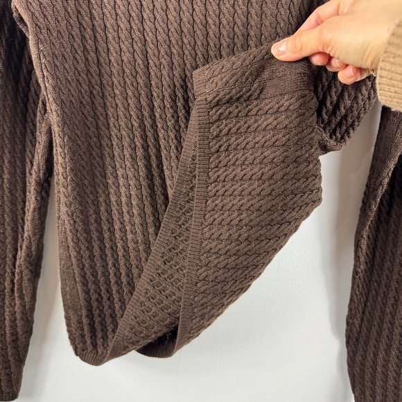 Brooks Brothers cashmere, wool and silk brown cable knit turtleneck sweater - Picture 7 of 11